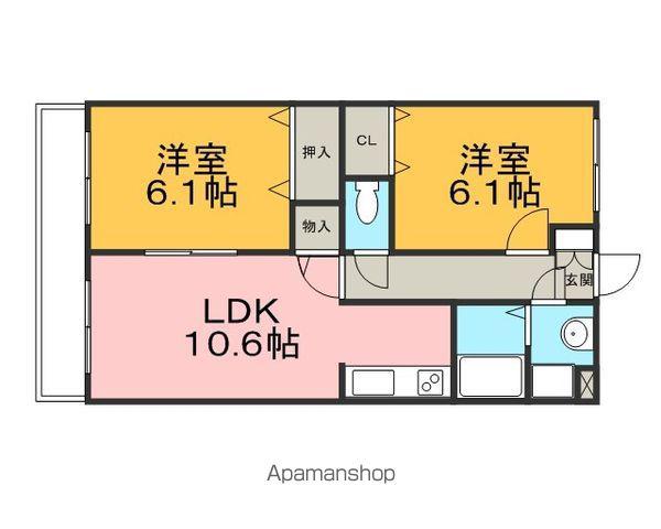 グリーンリバー山浦(2LDK/2階)の間取り写真