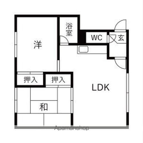 熊谷ハイム(2LDK/2階)の間取り写真
