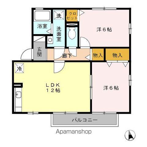 ファミール南山B棟(2LDK/2階)の間取り写真