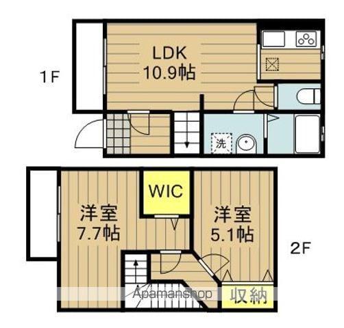 グレイスヒルズA棟(2LDK/1階)の間取り写真