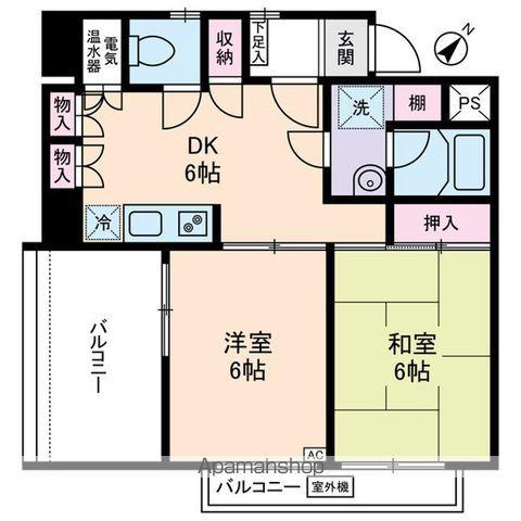スカイスペース2(2DK/4階)の間取り写真