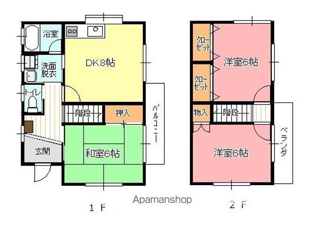 広島県江田島市 2階建 築18年(3DK)の間取り写真