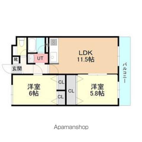 コーポ本通公園(2LDK/4階)の間取り写真
