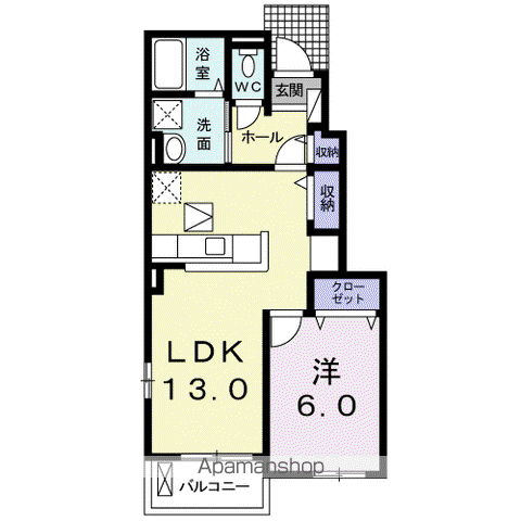 ロワンテール Ⅳ(1LDK/1階)の間取り写真