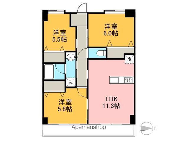 ヴァントゥールベルジェ(3LDK/7階)の間取り写真