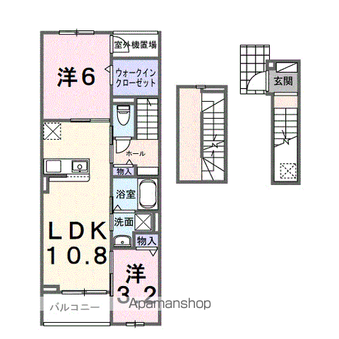 ホグワーツB(2LDK/3階)の間取り写真
