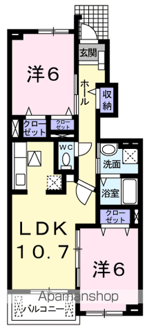サンライズヴィラⅠ(2LDK/1階)の間取り写真