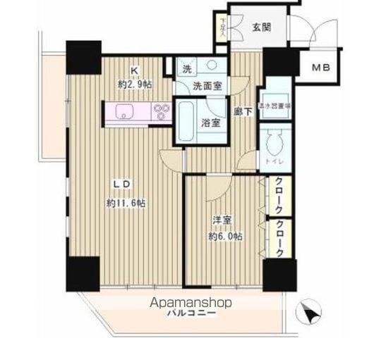 トレステージ目黒(1LDK/6階)の間取り写真