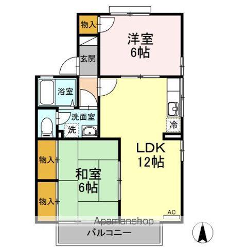 セジュール一色B棟(2LDK/2階)の間取り写真