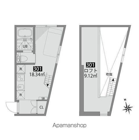 梅ヶ丘アパートメント(ワンルーム/2階)の間取り写真