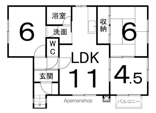 田中マンション(3LDK/2階)の間取り写真
