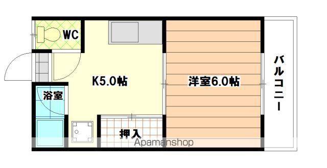 シャトレ和白丘(1K/2階)の間取り写真