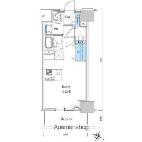 ロイヤルパークスER万代(ワンルーム/7階)の間取り写真