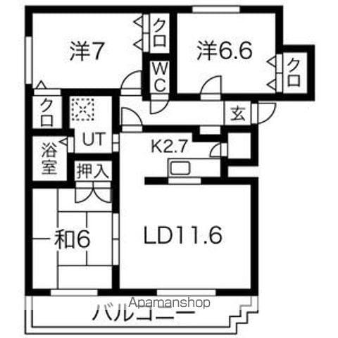 サンライト西岡Ⅱ(3LDK/4階)の間取り写真