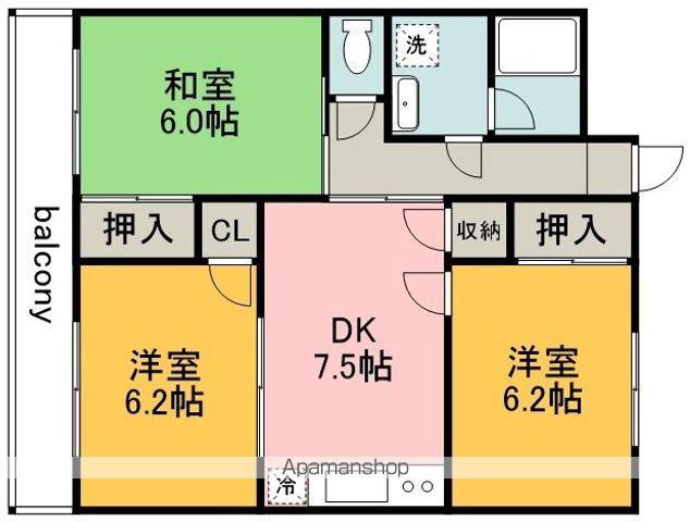 ファミールYK(3DK/6階)の間取り写真