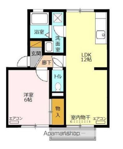 メゾン森PARTⅦ・Ⅷ(1LDK/2階)の間取り写真