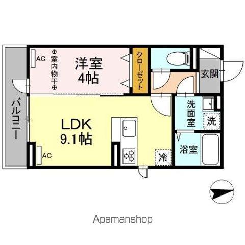 D-ROOM蒲町(1LDK/2階)の間取り写真