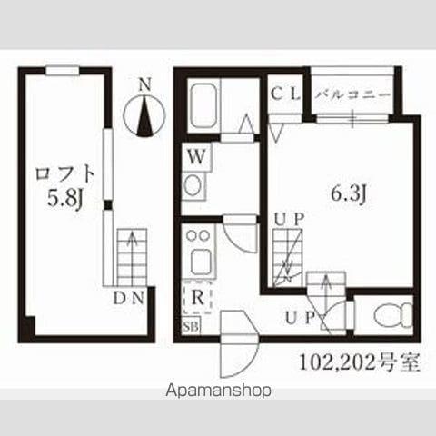 ハーモニーテラス愛知町Ⅲ(1K/2階)の間取り写真