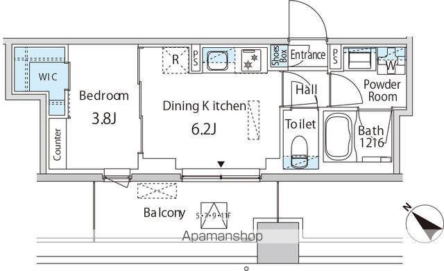 エムエー月島(1DK/6階)の間取り写真
