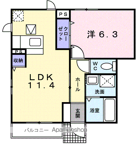 ヴァニーユ(1LDK/1階)の間取り写真