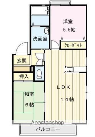 ラフォーレ三苫駅前2号館(2LDK/2階)の間取り写真