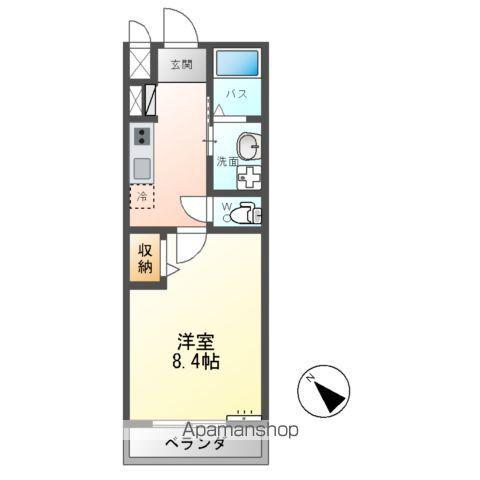 GREEN CALMⅦ(1K/2階)の間取り写真