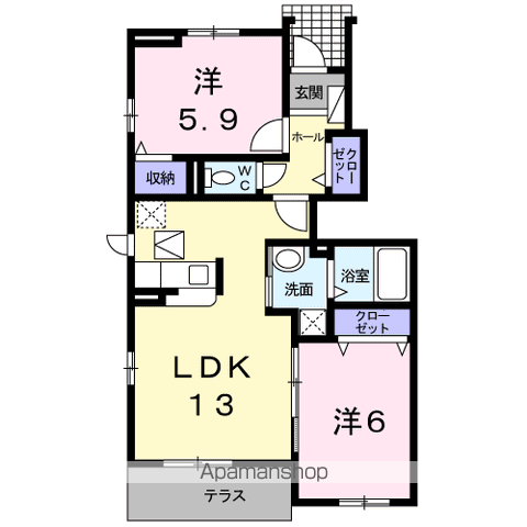 メゾン ド プラリネ(2LDK/1階)の間取り写真