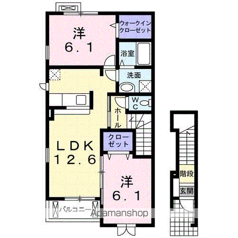 パーク・ヒルズ利根弐番館(2LDK/2階)の間取り写真