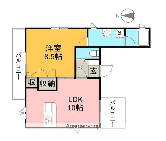 リバーサイド唐人(1LDK/2階)の間取り写真