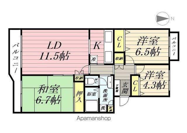 エステート立川一番町15号棟(3LDK/5階)の間取り写真