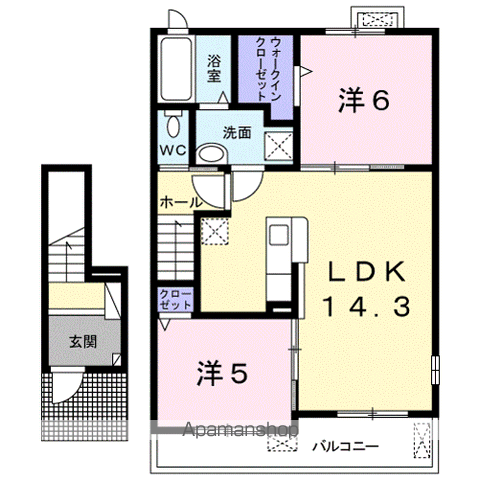 アプリコットガーデン(2LDK/2階)の間取り写真