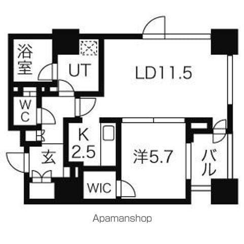 プライムメゾン南2条(1LDK/8階)の間取り写真