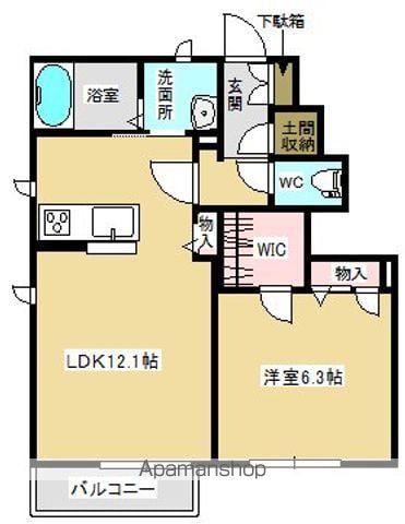 グレンサイド(1LDK/1階)の間取り写真