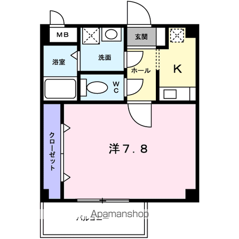サウスメディオ(1K/2階)の間取り写真