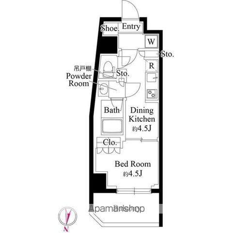 グランパセオ清澄白河Ⅱ(1DK/7階)の間取り写真