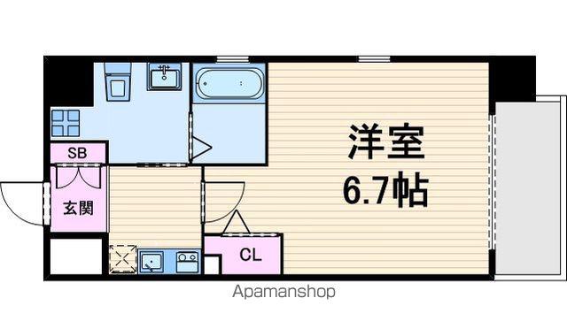 レジディア谷町(1K/15階)の間取り写真