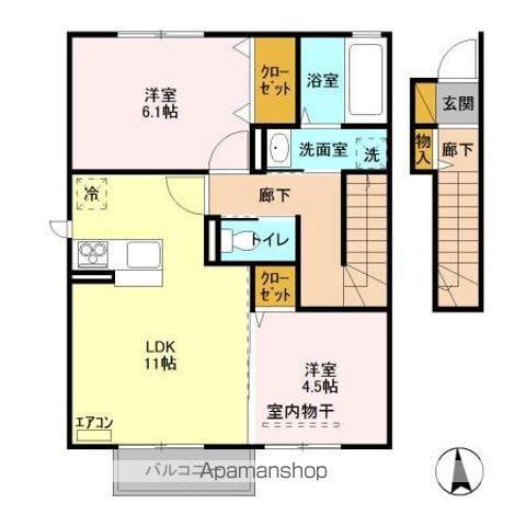 ゼピュロス学園の森G(2LDK/2階)の間取り写真