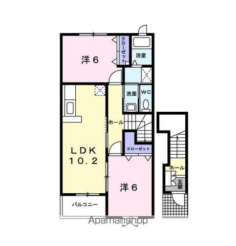 アンジュベル(2LDK/2階)の間取り写真