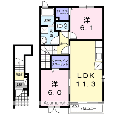 BELLE MAISON 箸蔵(2LDK/2階)の間取り写真