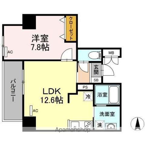 PARK AVENUE ウエスト(1LDK/1階)の間取り写真