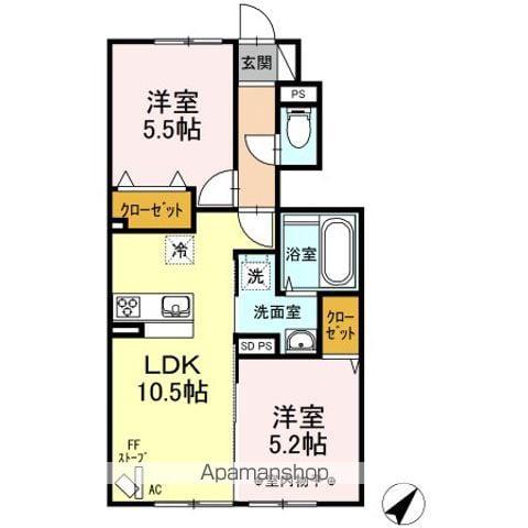 カーサコモドK(2LDK/1階)の間取り写真