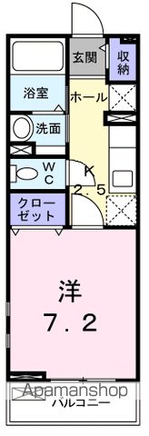 セレーノ(1K/2階)の間取り写真