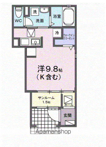 グラ—ヴェ御幸(ワンルーム/1階)の間取り写真