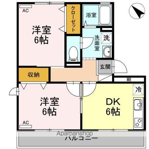 コウジィーコート前川(2DK/2階)の間取り写真