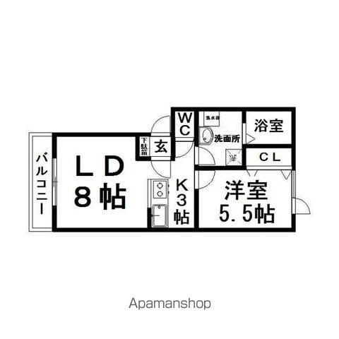 コーポ日研 A棟(1LDK/2階)の間取り写真