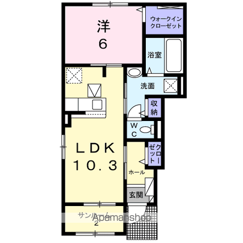 ケーズコート 鶴原Ⅱ(1LDK/1階)の間取り写真