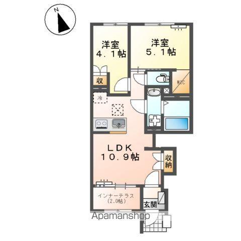 新発田市諏訪町アパート(2LDK/1階)の間取り写真