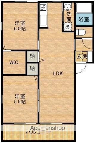 エヴァーグリーン(2LDK/2階)の間取り写真