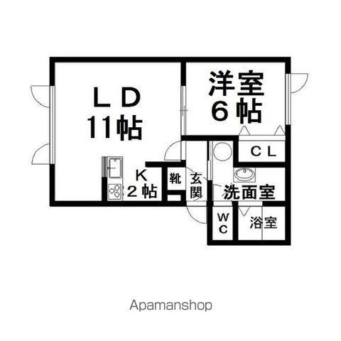 エクセルハイム(1LDK/1階)の間取り写真
