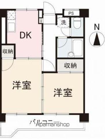 栗林ハイツ(2DK/6階)の間取り写真